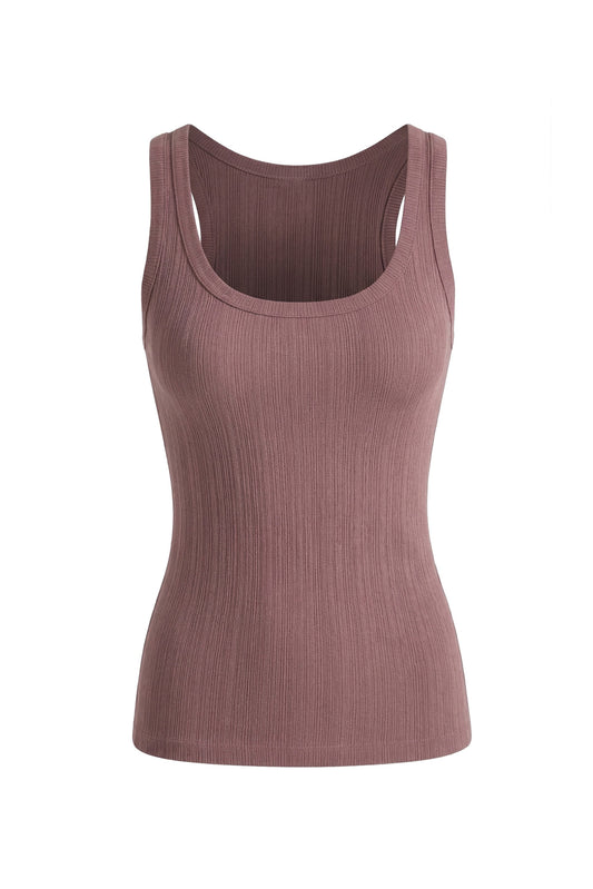 Cocoa Lyocell Ribbed Tank Top