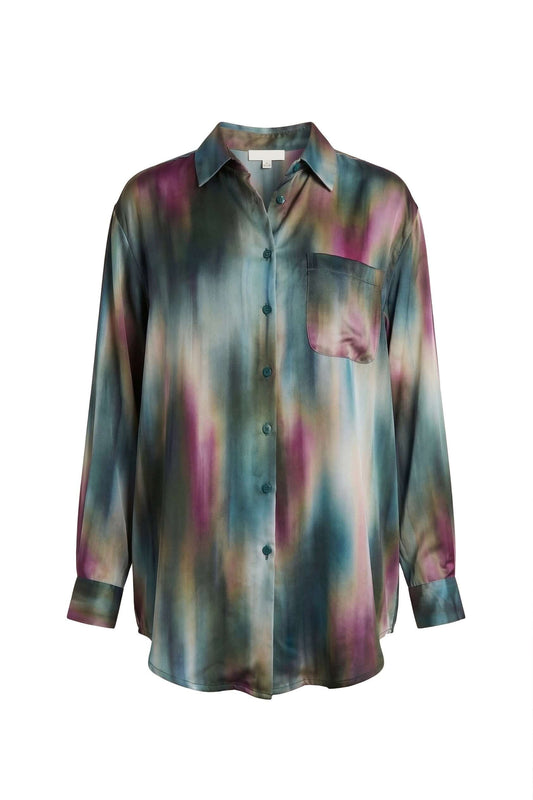 Printed ECOVERO Viscose Oversized Shirt featuring vibrant colors and an oversized fit, perfect for autumn-winter styling.