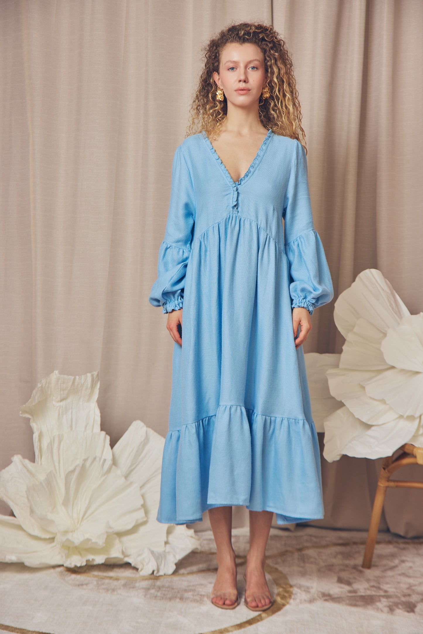 BLUE LONG SLEEVE DRESS - ARCHIVE SALE
