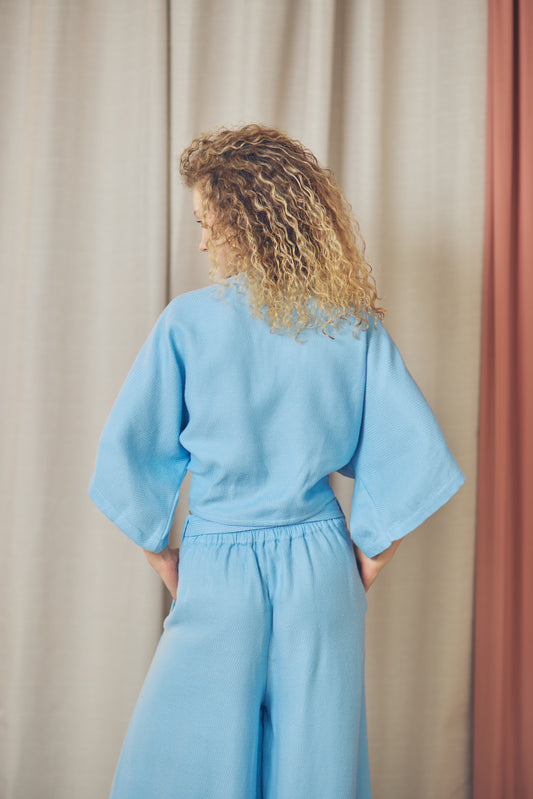 BLUE WRAP KIMONO TOP - ARCHIVE SALE