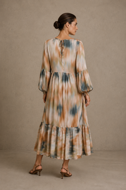 PRINT ECOVERO LONG SLEEVE DRESS - ARCHIVE SALE