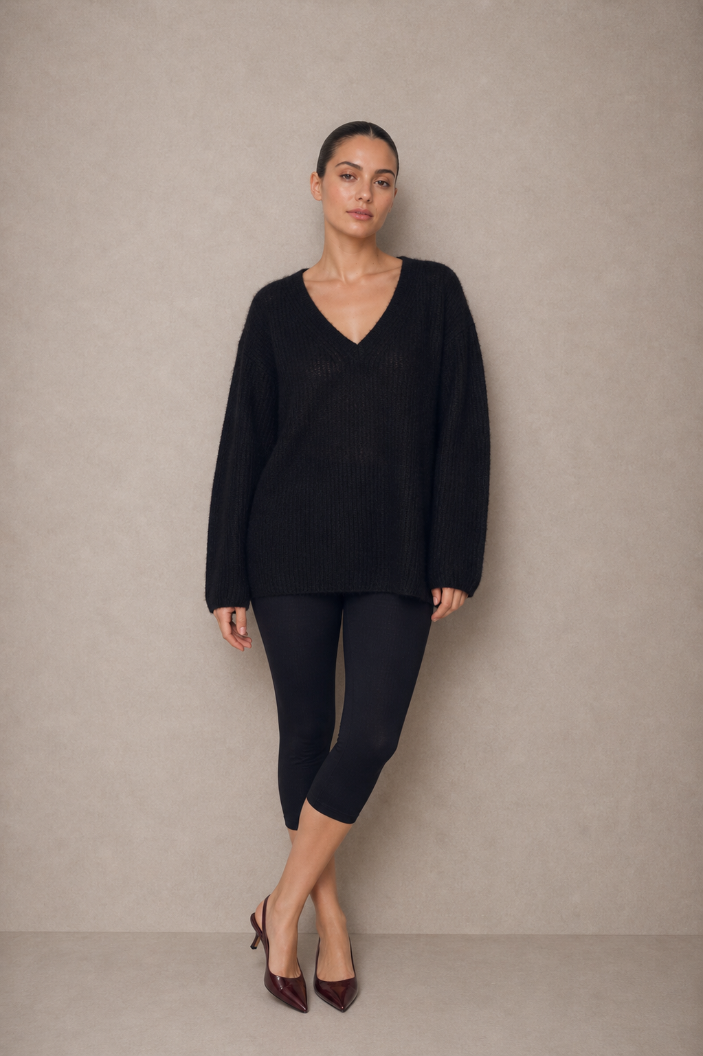 Black Wool V-Neck Sweater - ARCHIVE SALE