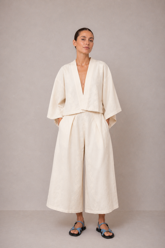 ECRU EMBROIDERED KIMONO JACKET - ARCHIVE SALE