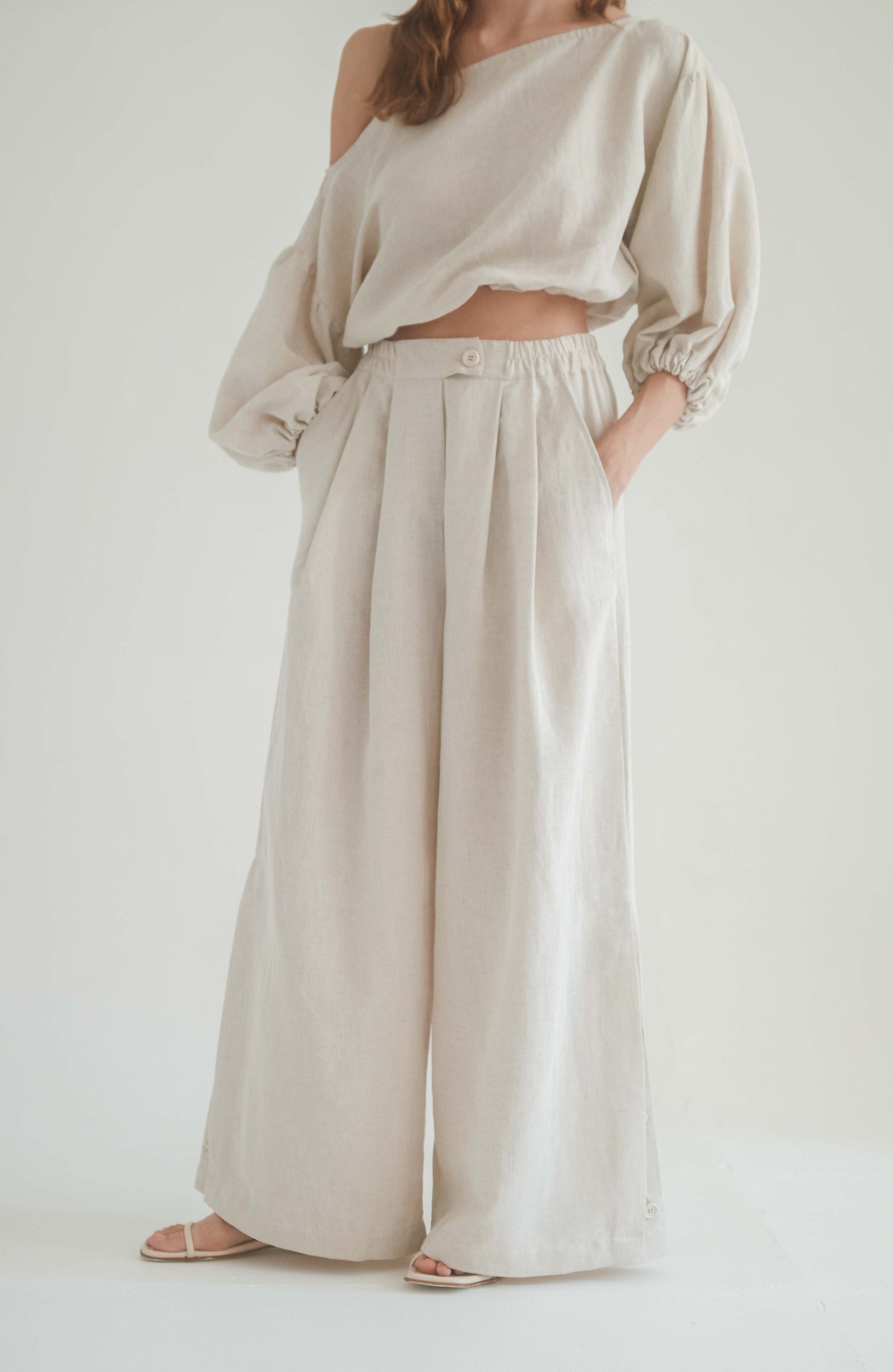 Natural Cotton Wide Trousers - ARCHIVE SALE