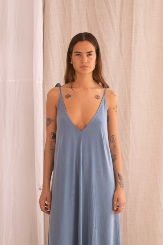 BLUE CUPRO MAXI DRESS - ARCHIVE SALE