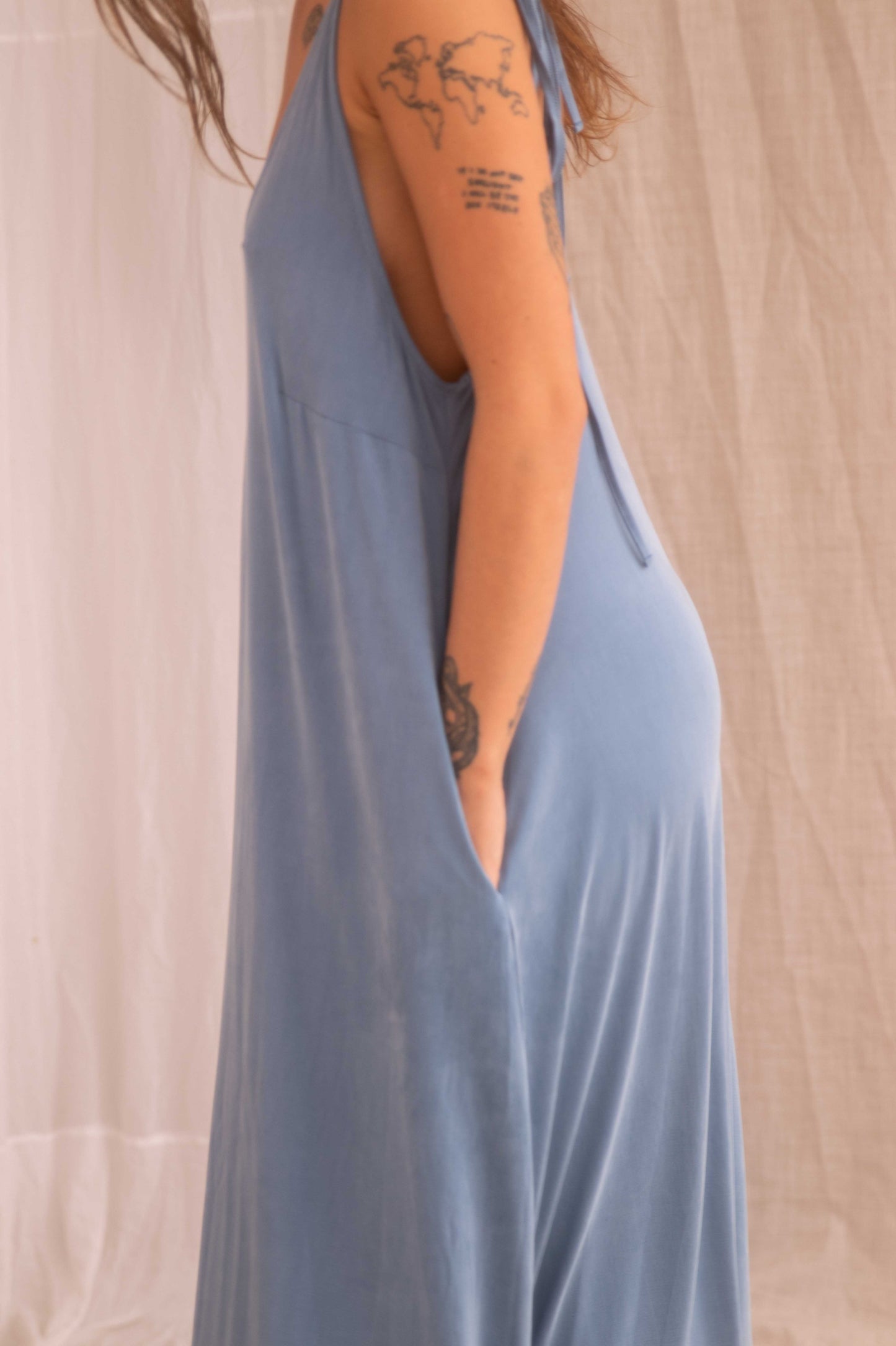 BLUE CUPRO MAXI DRESS - ARCHIVE SALE