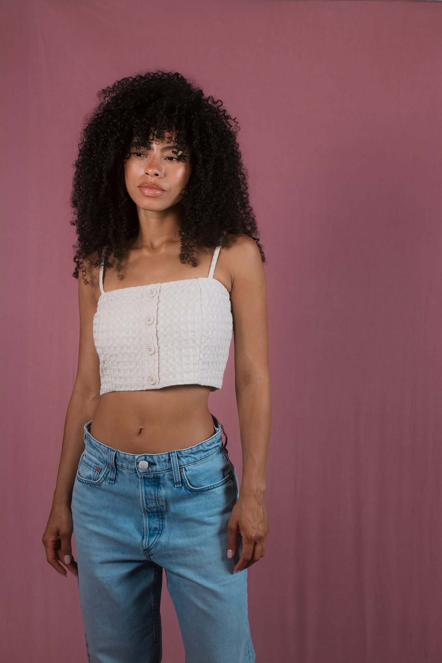 ECRU WAFFLE CROP TOP
