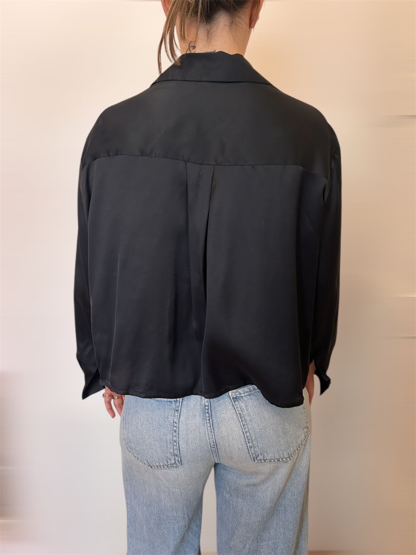 Black Ecovero Crop Shirt - ARCHIVE SALE