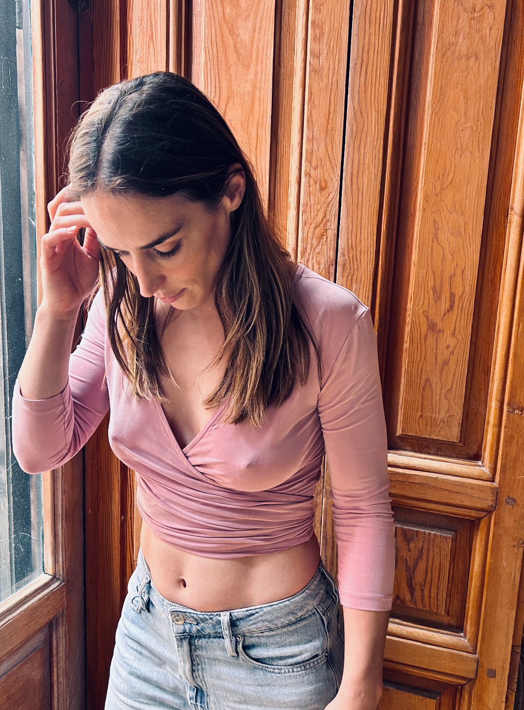 ROSE CUPRO WRAP TOP