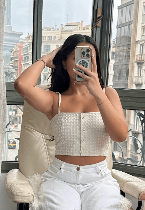 ECRU WAFFLE CROP TOP