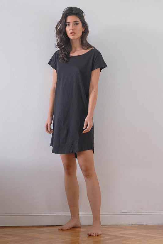 Black Organic Cotton Tunic Dress - ARCHIVE SALE