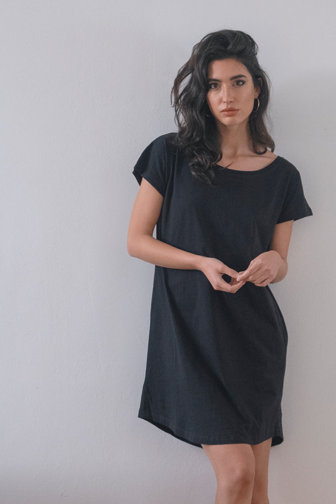 Black Organic Cotton Tunic Dress - ARCHIVE SALE