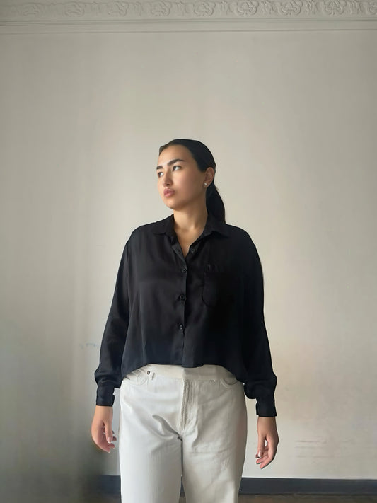 Black Ecovero Crop Shirt - ARCHIVE SALE