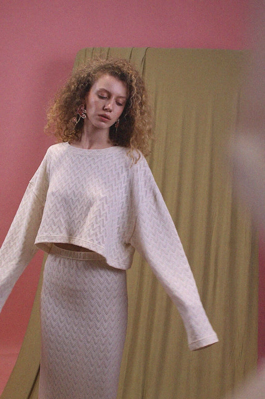 Crochet Organic Cotton Long Sleeve Top