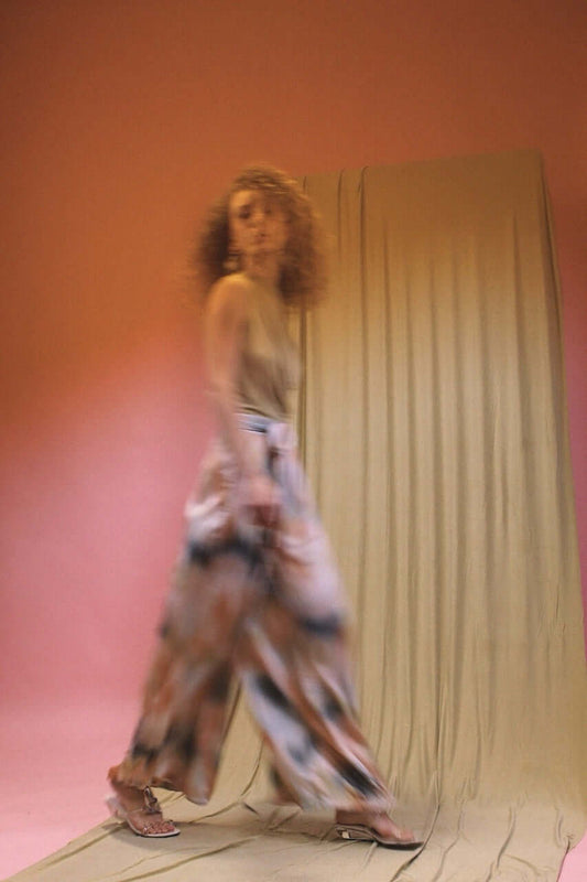 Printed Ecovero Viscose Wide-Leg Trousers