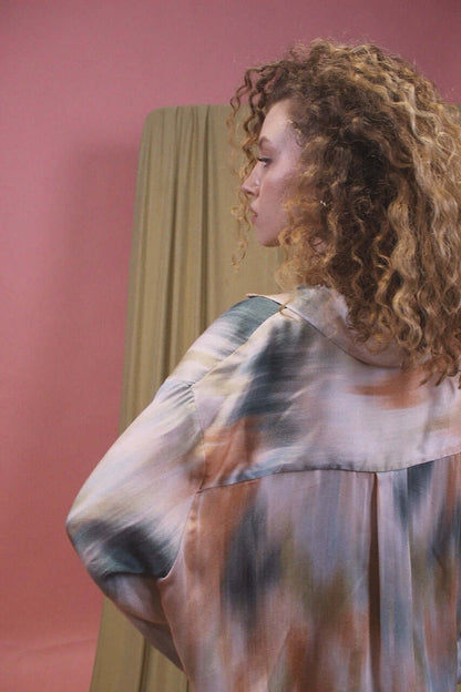 Printed Cropped Ecovero Viscose Oversized Shirt - ARCHIVE SALE