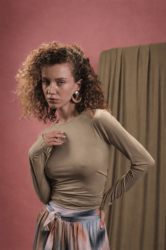 Cupro Multiway Wrap Top in Soft Olive