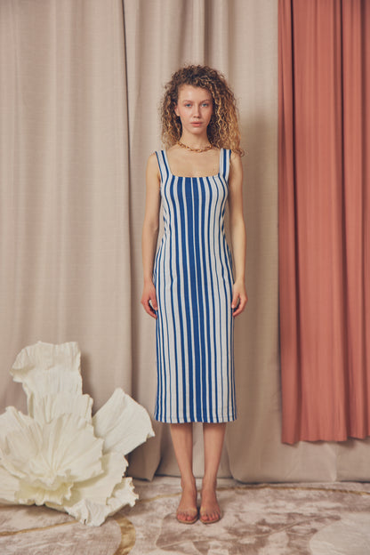 Stripe Organic Cotton Midi Dress - ARCHIVE SALE