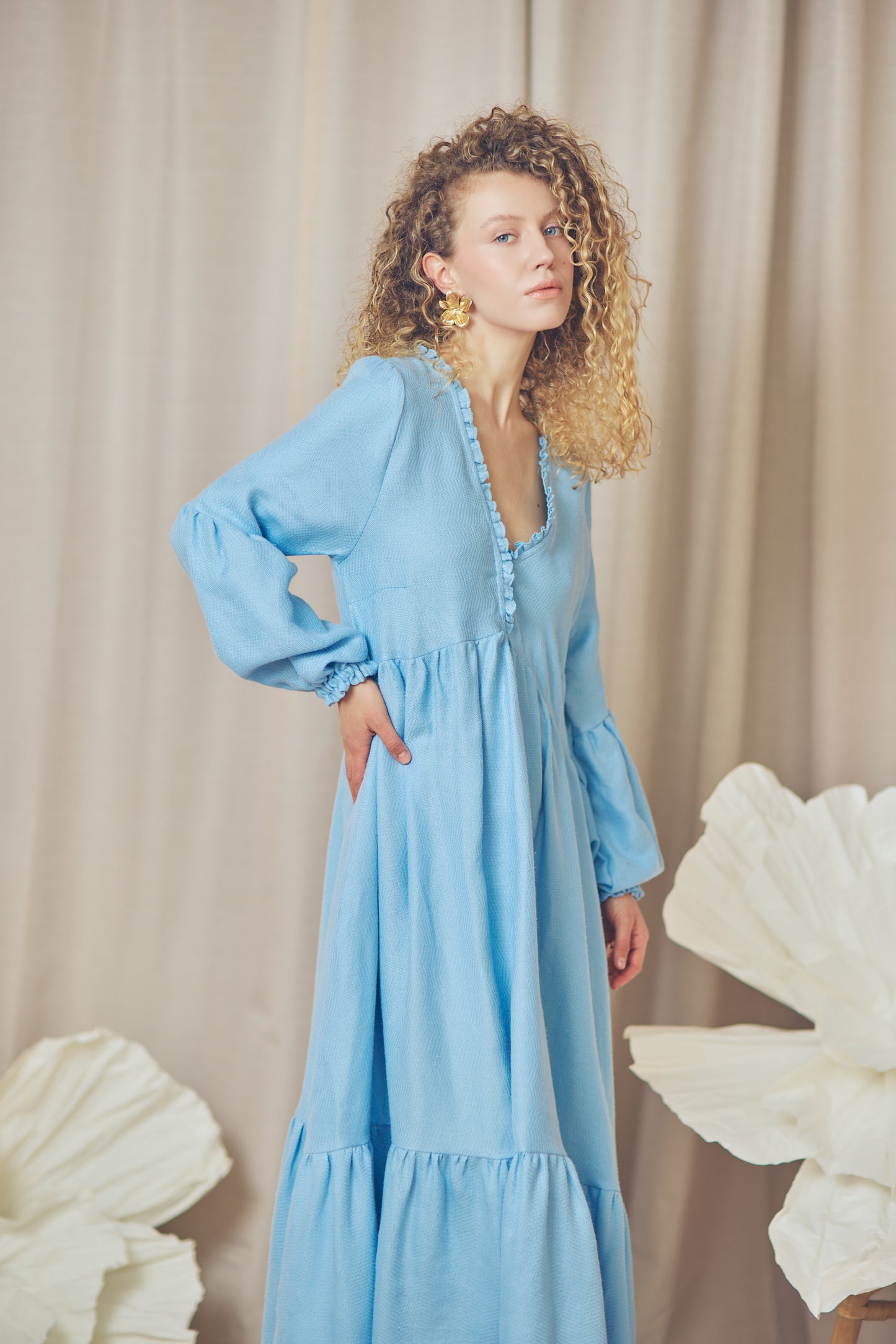 BLUE LONG SLEEVE DRESS - ARCHIVE SALE