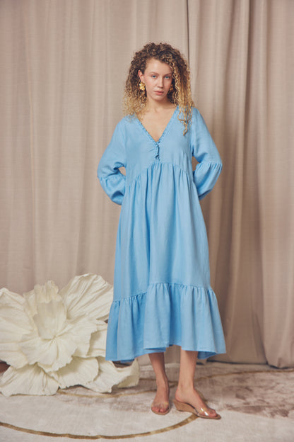 BLUE LONG SLEEVE DRESS - ARCHIVE SALE