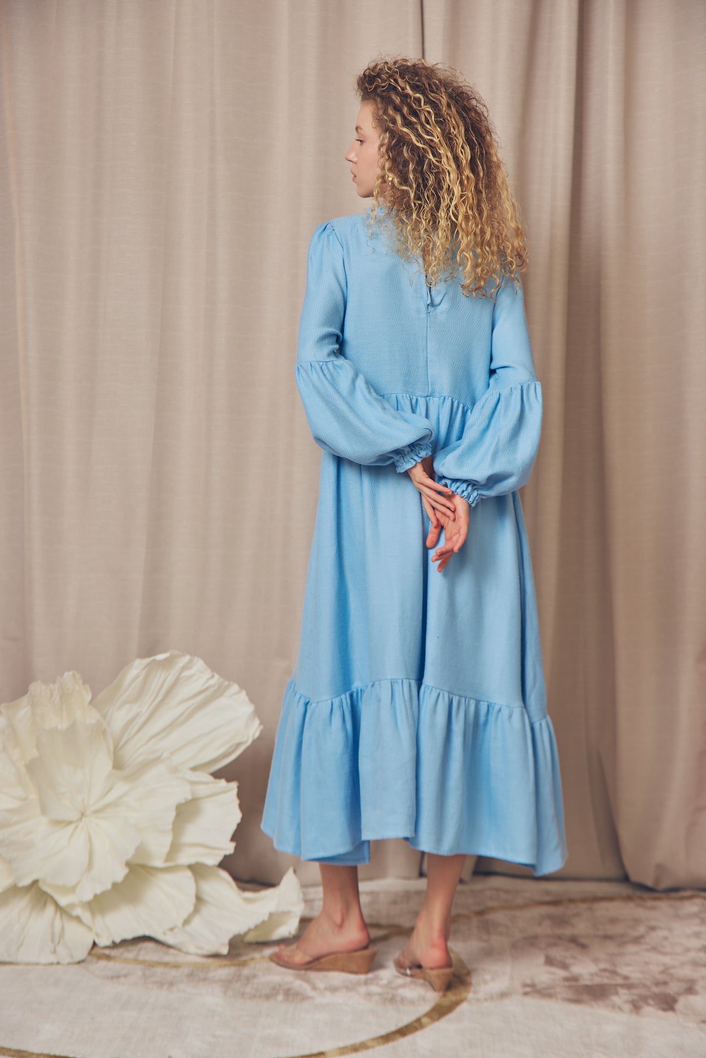 BLUE LONG SLEEVE DRESS - ARCHIVE SALE