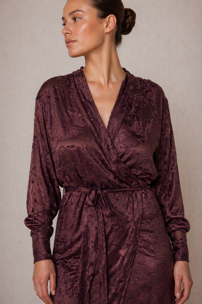 Cocoa Devoré Wrap Dress - ARCHIVE SALE