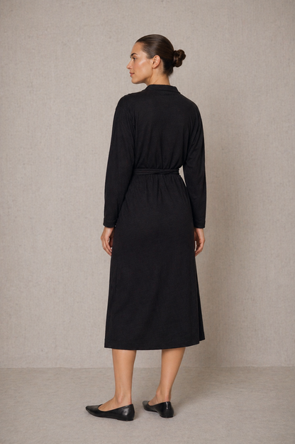 Black Wool Wrap Dress - ARCHIVE SALE