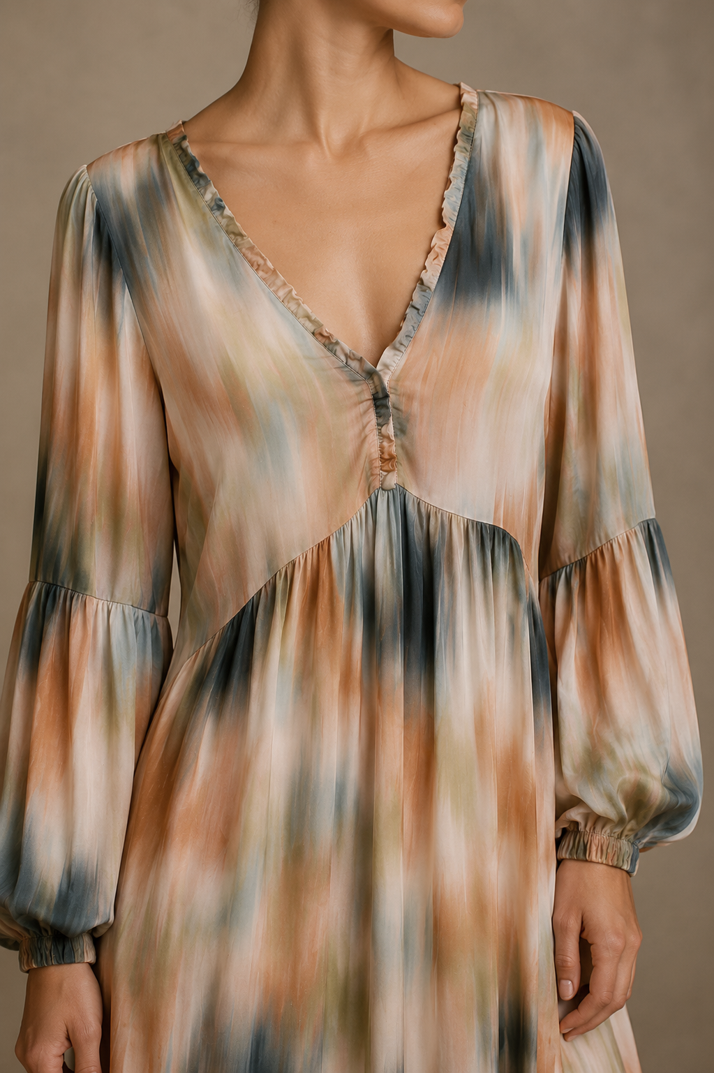 PRINT ECOVERO LONG SLEEVE DRESS - ARCHIVE SALE