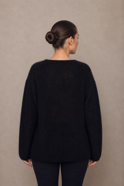 Black Wool V-Neck Sweater - ARCHIVE SALE