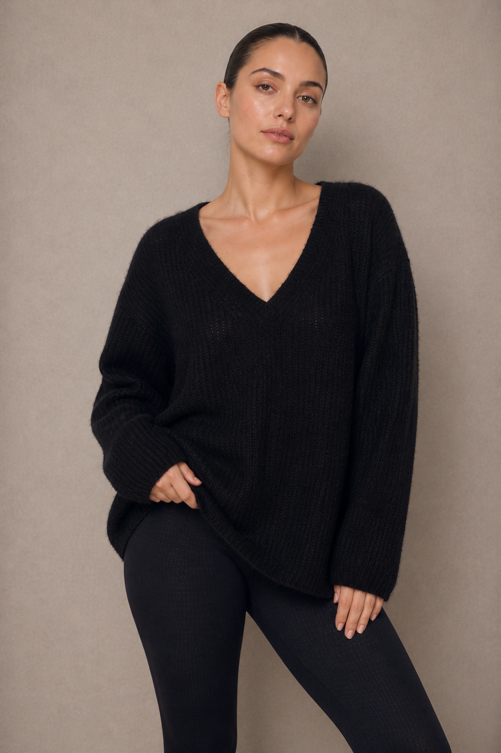 Black Wool V-Neck Sweater - ARCHIVE SALE