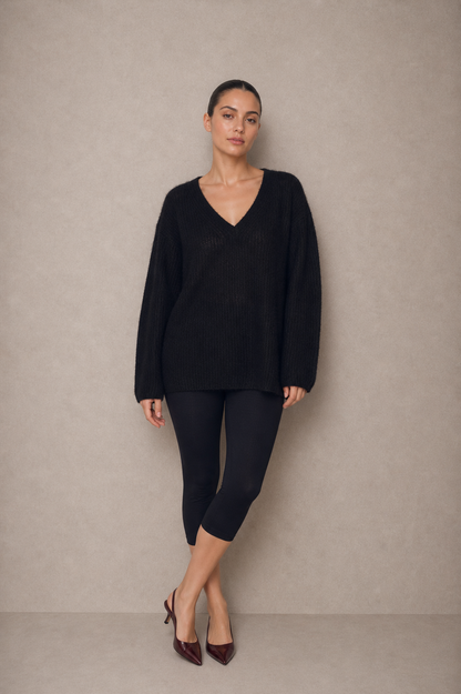 Black Wool V-Neck Sweater - ARCHIVE SALE