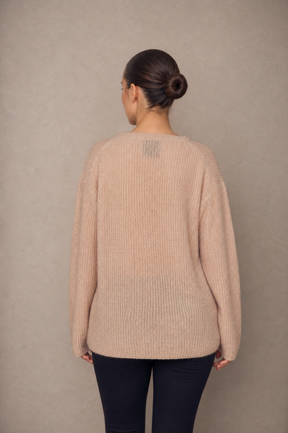 Ecru Wool V-Neck Sweater - ARCHIVE SALE