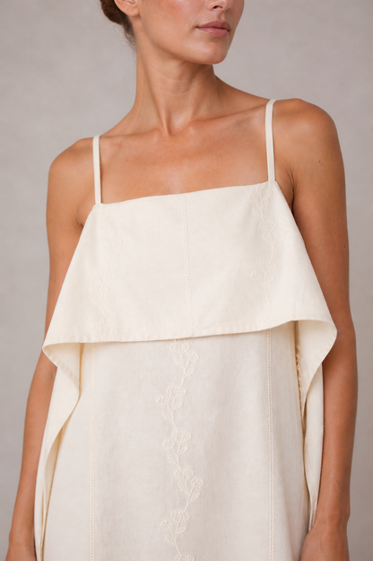 ECRU EMBROIDERED MIDI DRESS - ARCHIVE SALE