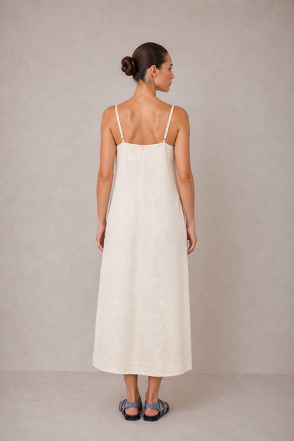 ECRU EMBROIDERED MIDI DRESS - ARCHIVE SALE