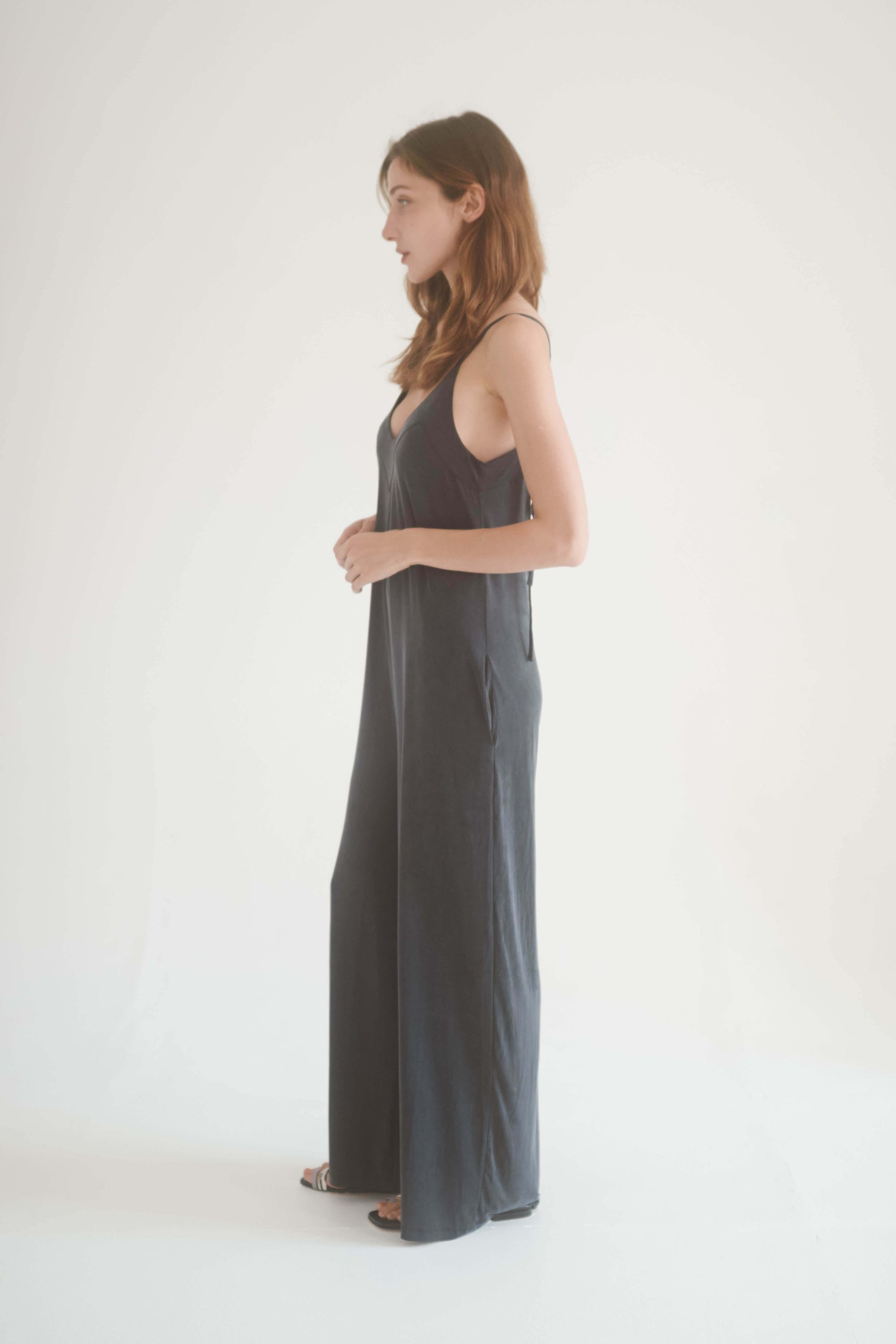 SLATE BLACK WIDE JUMPSUIT | COSSAC