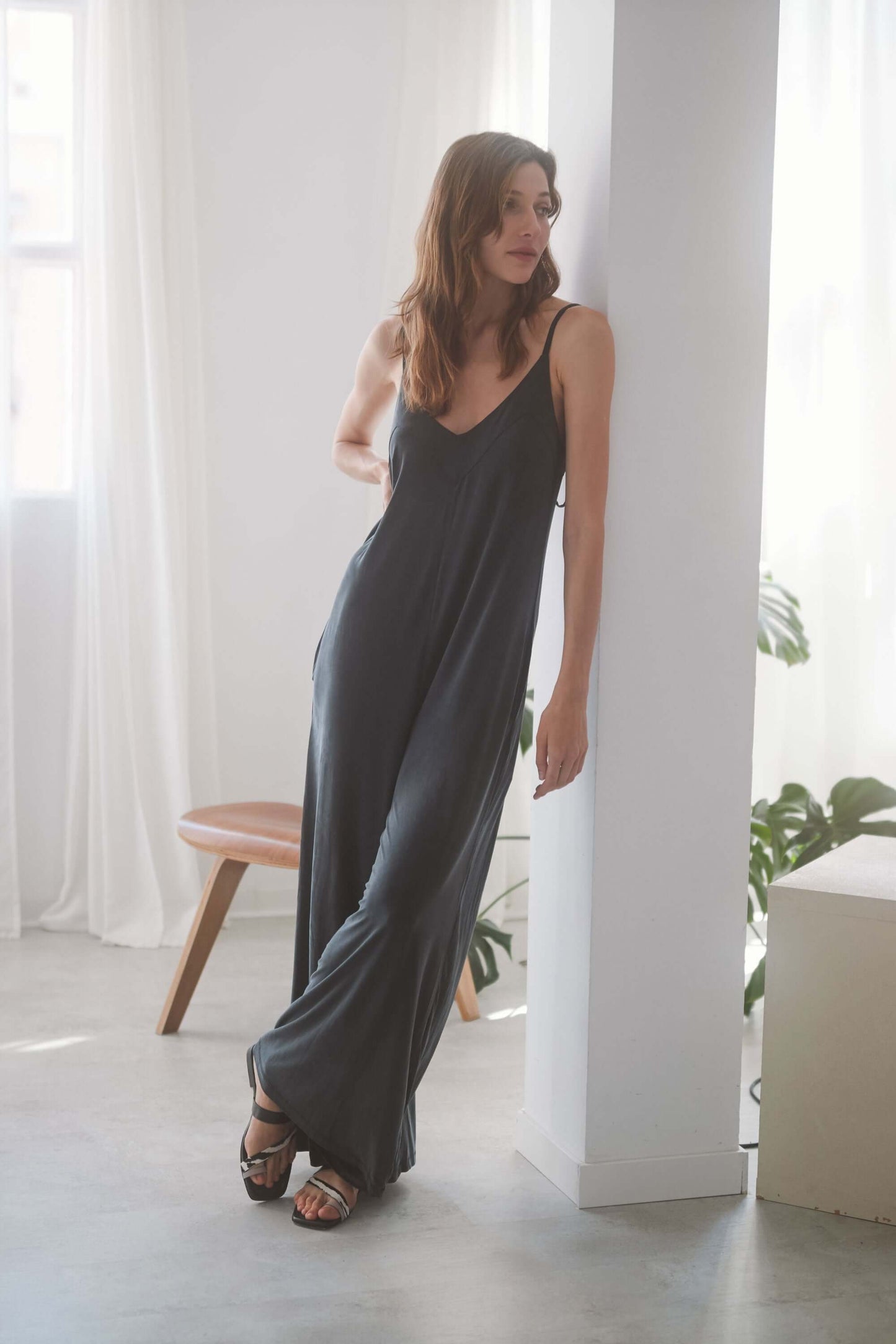 SLATE BLACK WIDE JUMPSUIT | COSSAC