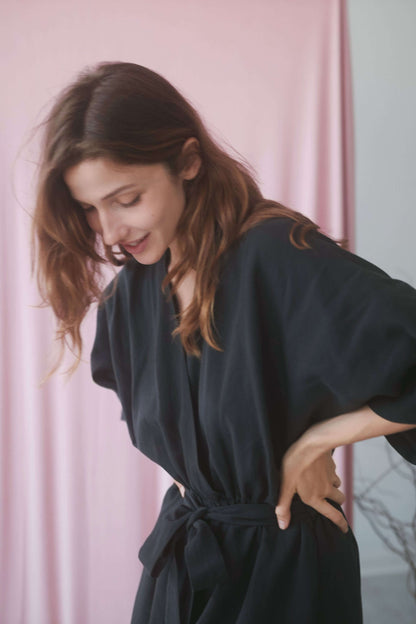 BLACK KIMONO JUMPSUIT | COSSAC