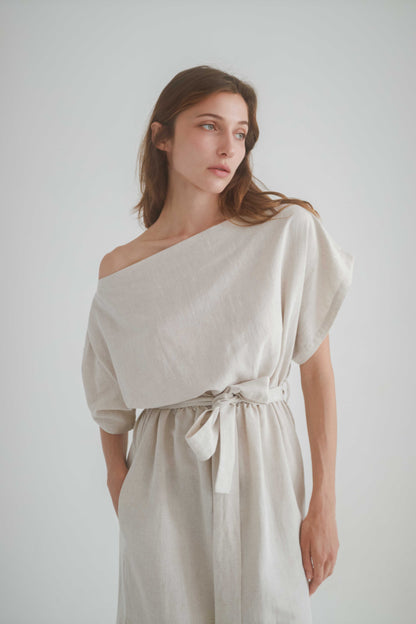 NATURAL DRAPE DRESS | COSSAC