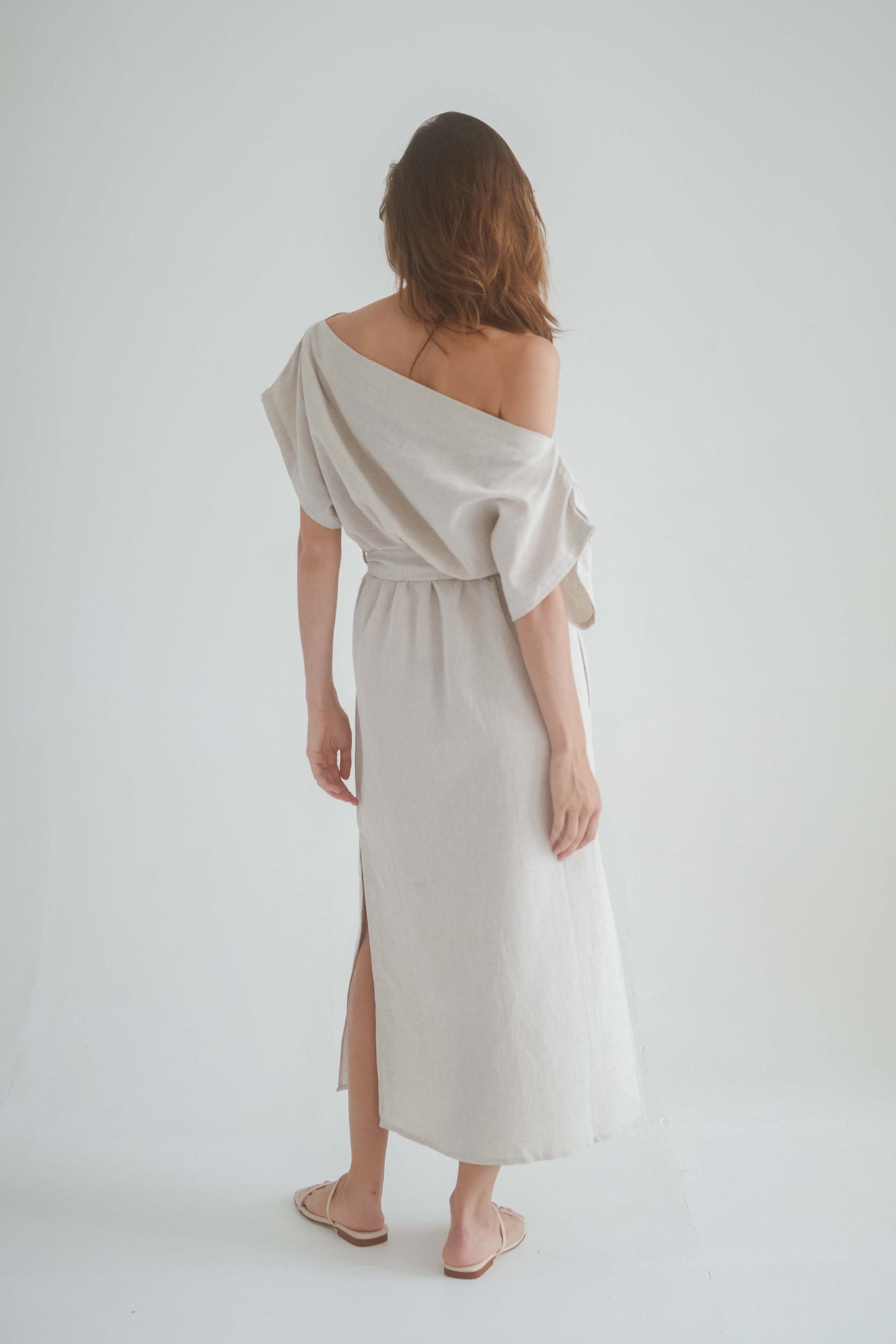 NATURAL DRAPE DRESS | COSSAC