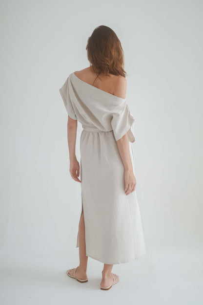 NATURAL DRAPE DRESS | COSSAC