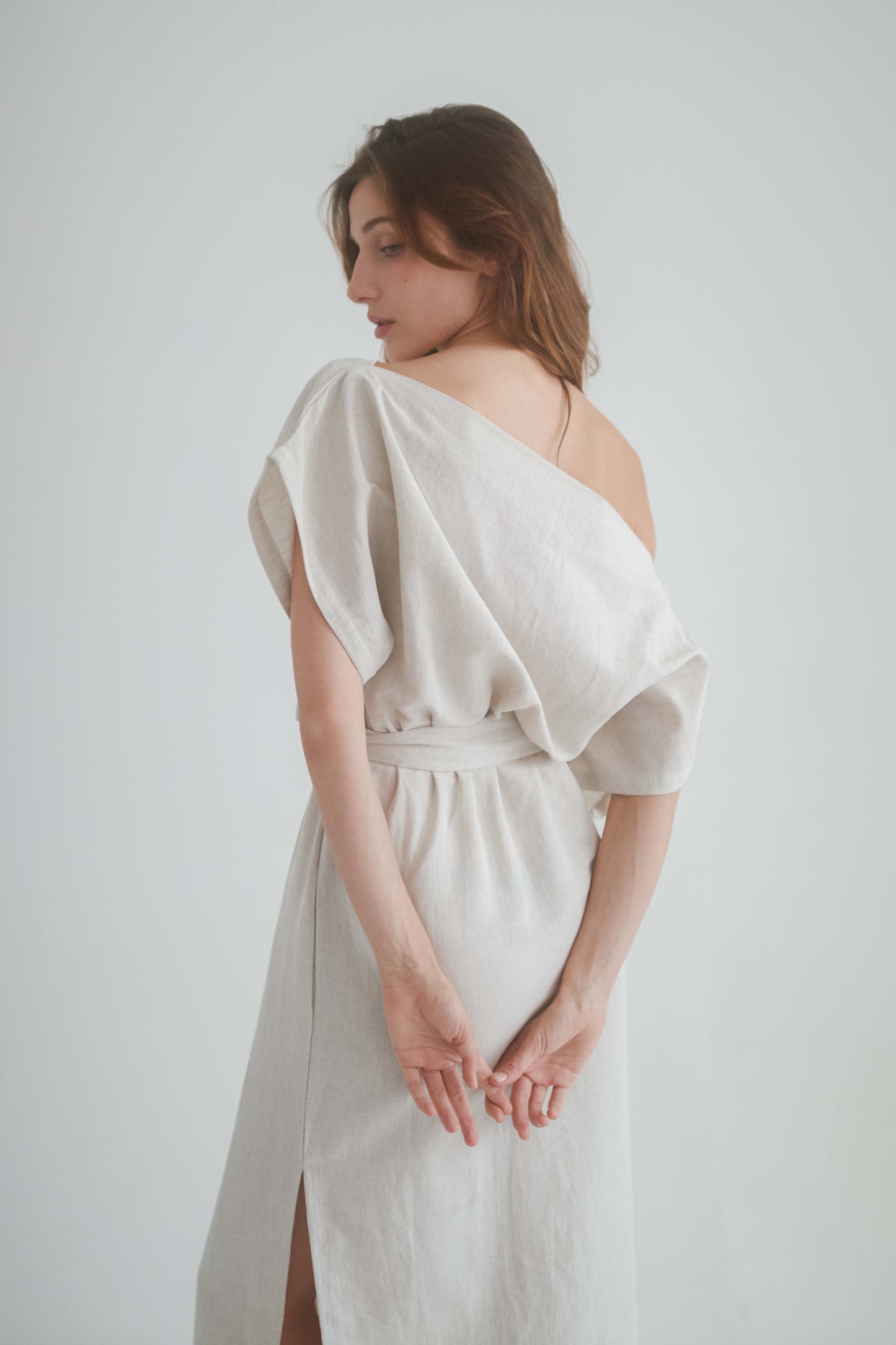 NATURAL DRAPE DRESS | COSSAC