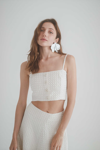 ECRU WAFFLE CROP TOP | COSSAC