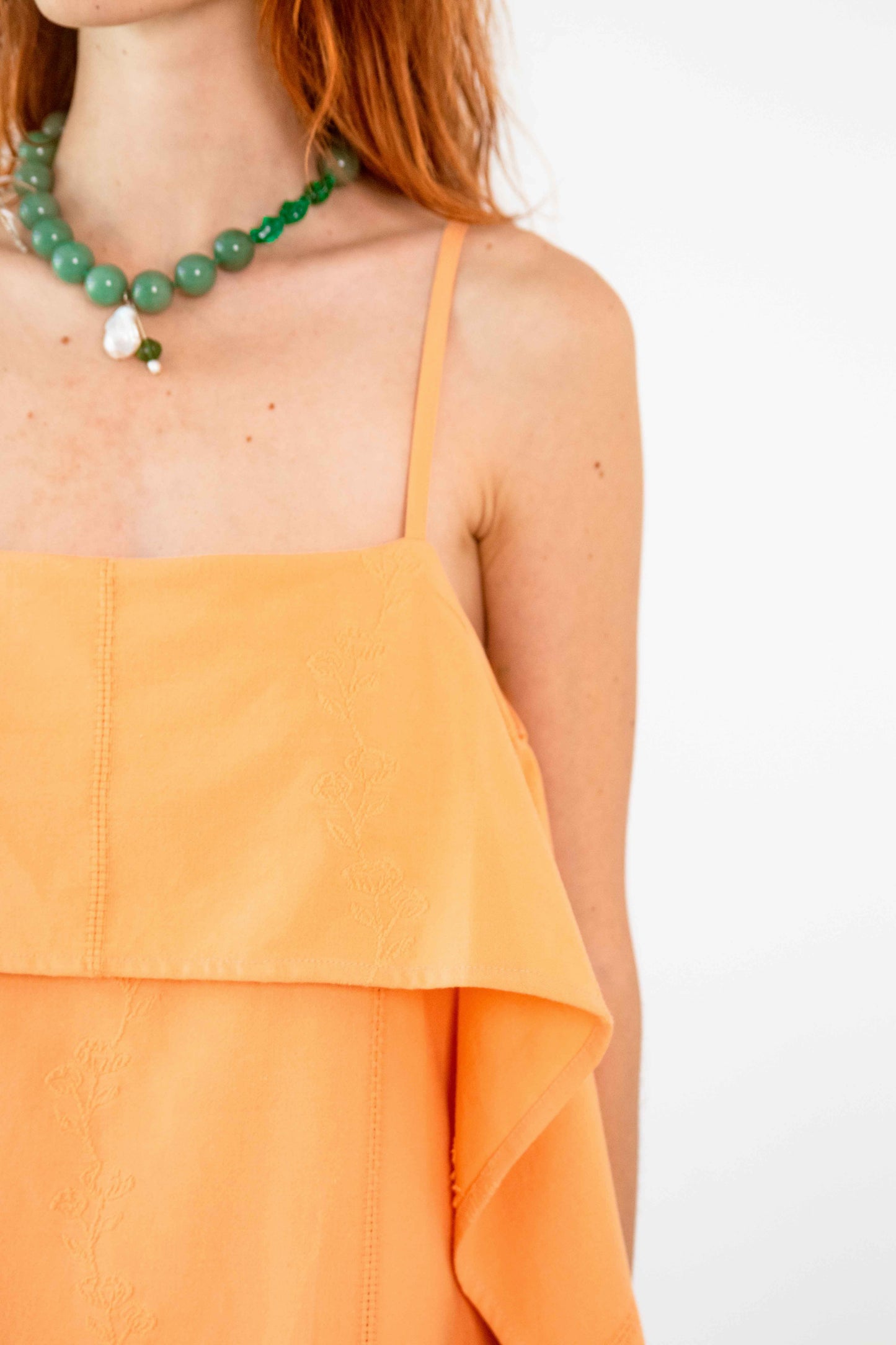 CORAL EMBROIDERED SUN DRESS - ARCHIVE SALE