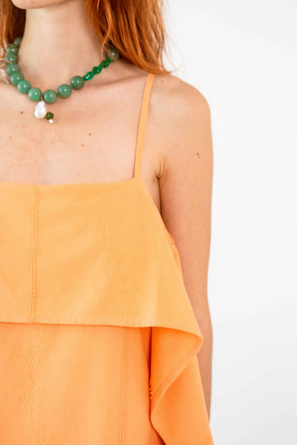 CORAL EMBROIDERED SUN DRESS - ARCHIVE SALE