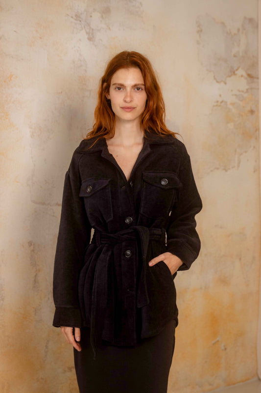 Black Organic Cotton Shacket - ARCHIVE SALE