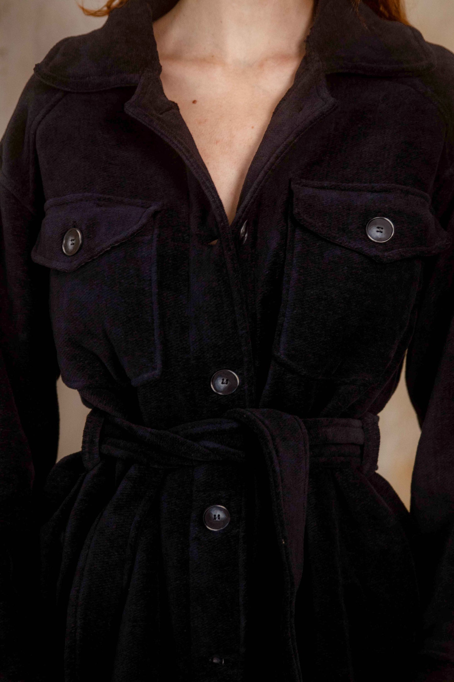 Black Organic Cotton Shacket - ARCHIVE SALE