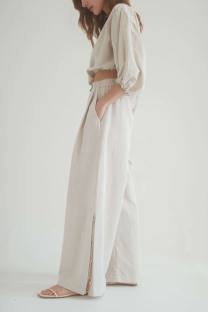 NATURAL WIDE TROUSERS | COSSAC