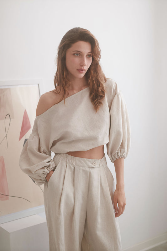 Natural Cotton Wide Trousers - ARCHIVE SALE