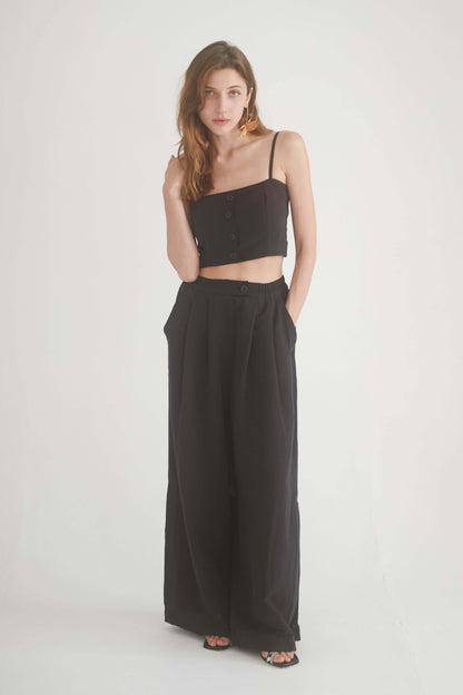 BLACK WIDE TROUSERS | COSSAC