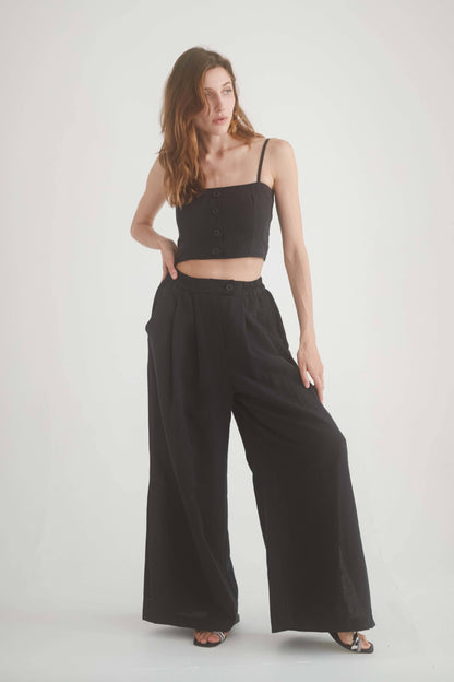 BLACK WIDE TROUSERS | COSSAC